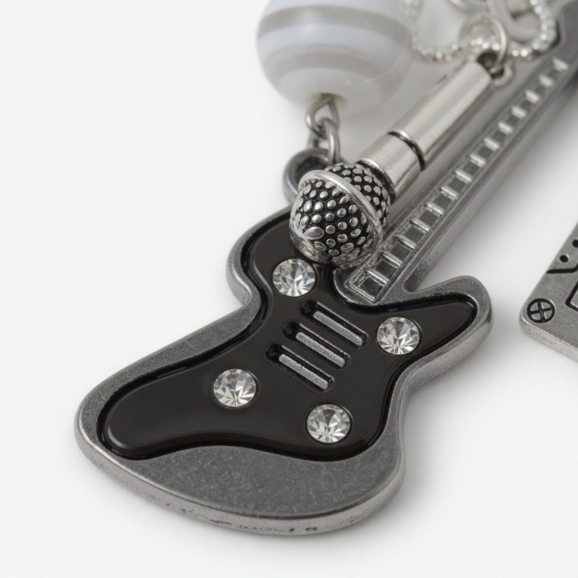 Guitar Charm Keychain with Microphone Tape Pendant Music Theme Bag Charm Key Ring Accessory