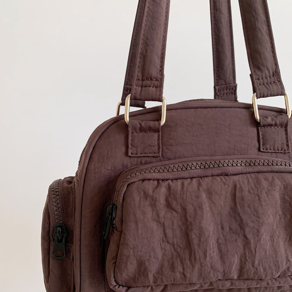 Multi-Pocket Shoulder Bag with Top Zipper and Front and Side Compartments 10x6.5x3.5in