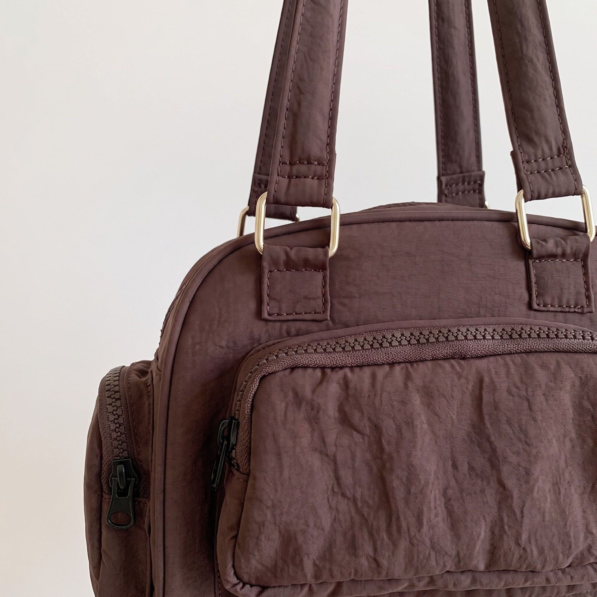 Multi-Pocket Shoulder Bag with Top Zipper and Front and Side Compartments 10x6.5x3.5in