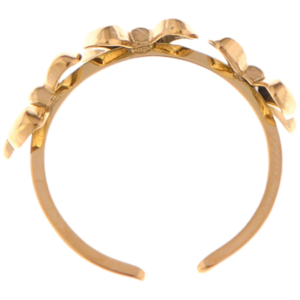 Gold Tone Bow Design Adjustable Fashion Ring with Triple Bow Accents