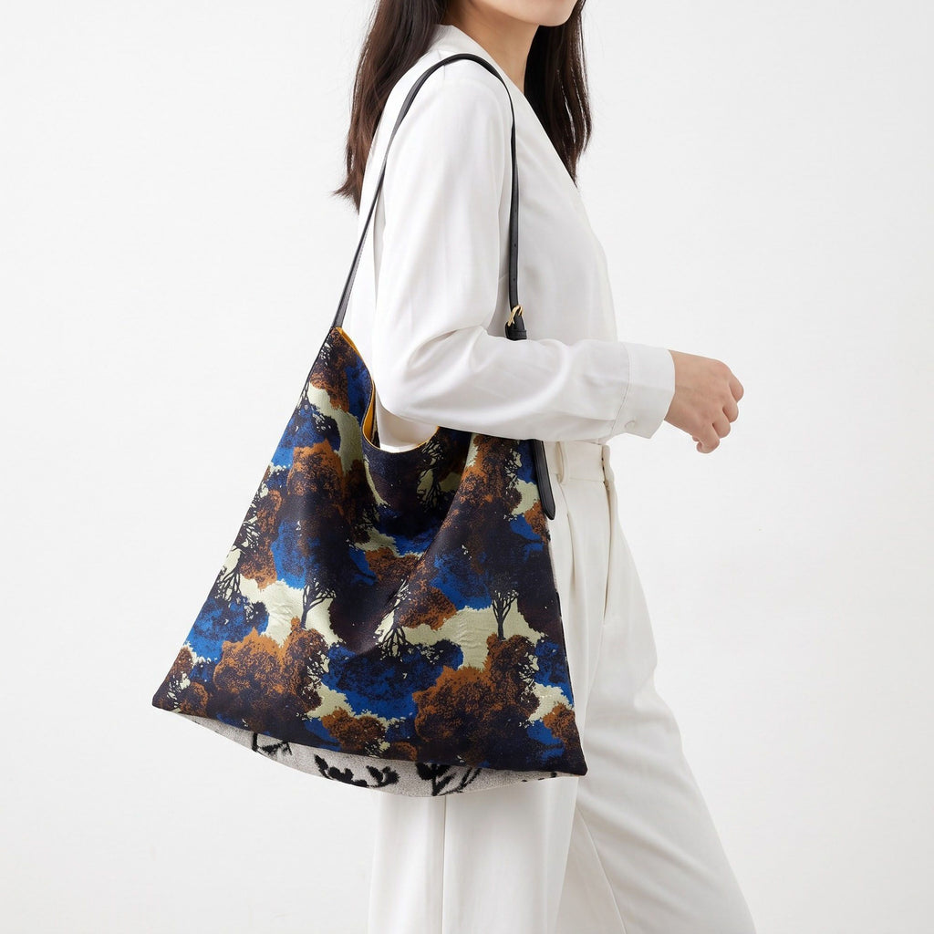 Oversized Printed Hobo Shoulder Bag with Adjustable Strap