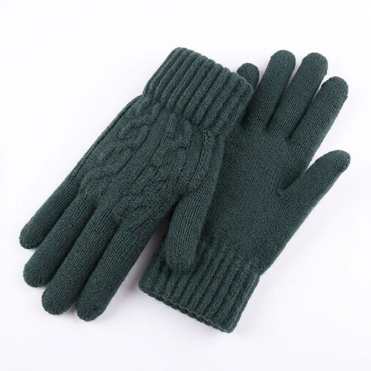 Knit Winter Gloves with Ribbed Cuffs 7.8 x 3.3in