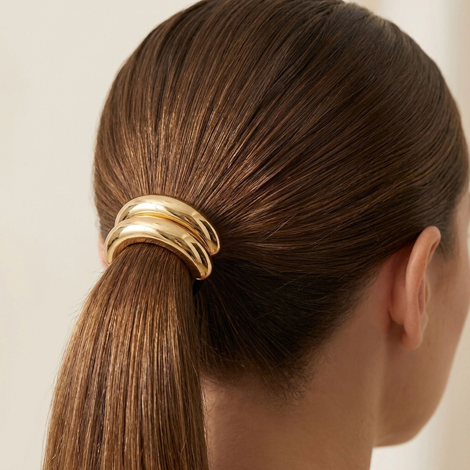 Gold Tone Hair Ties Set 6 Pack Accent Elastic Ponytail Holders Minimalist Hair Accessories
