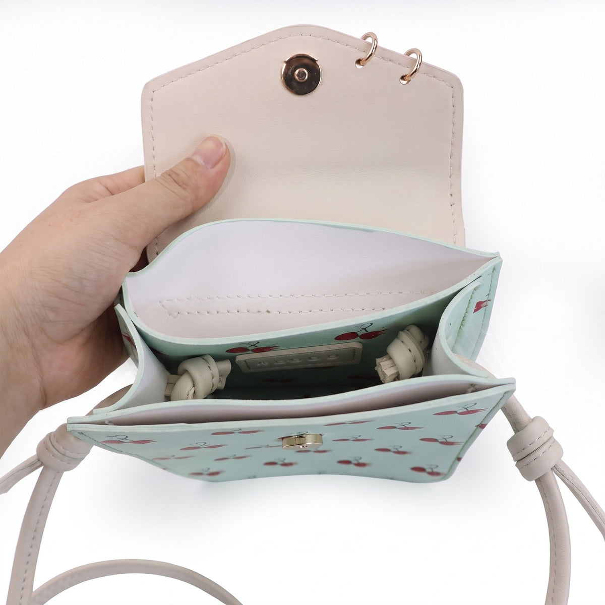 Cherry Print Flap Phone Crossbody Bag
