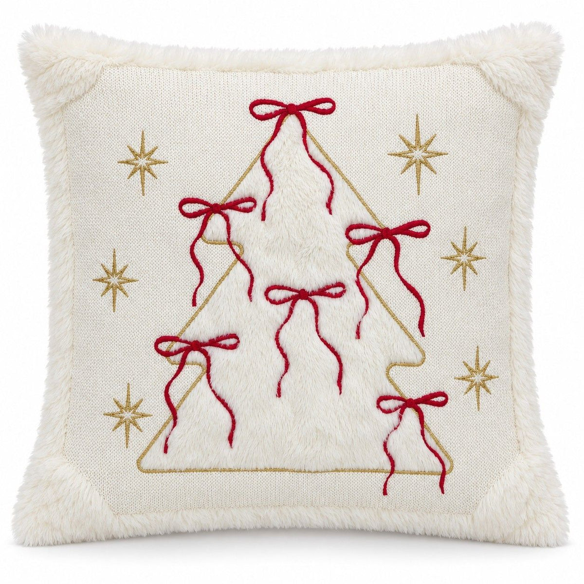 Christmas Embroidered Plush Throw Pillow Cover 18 x 18 Inch 1 Pack