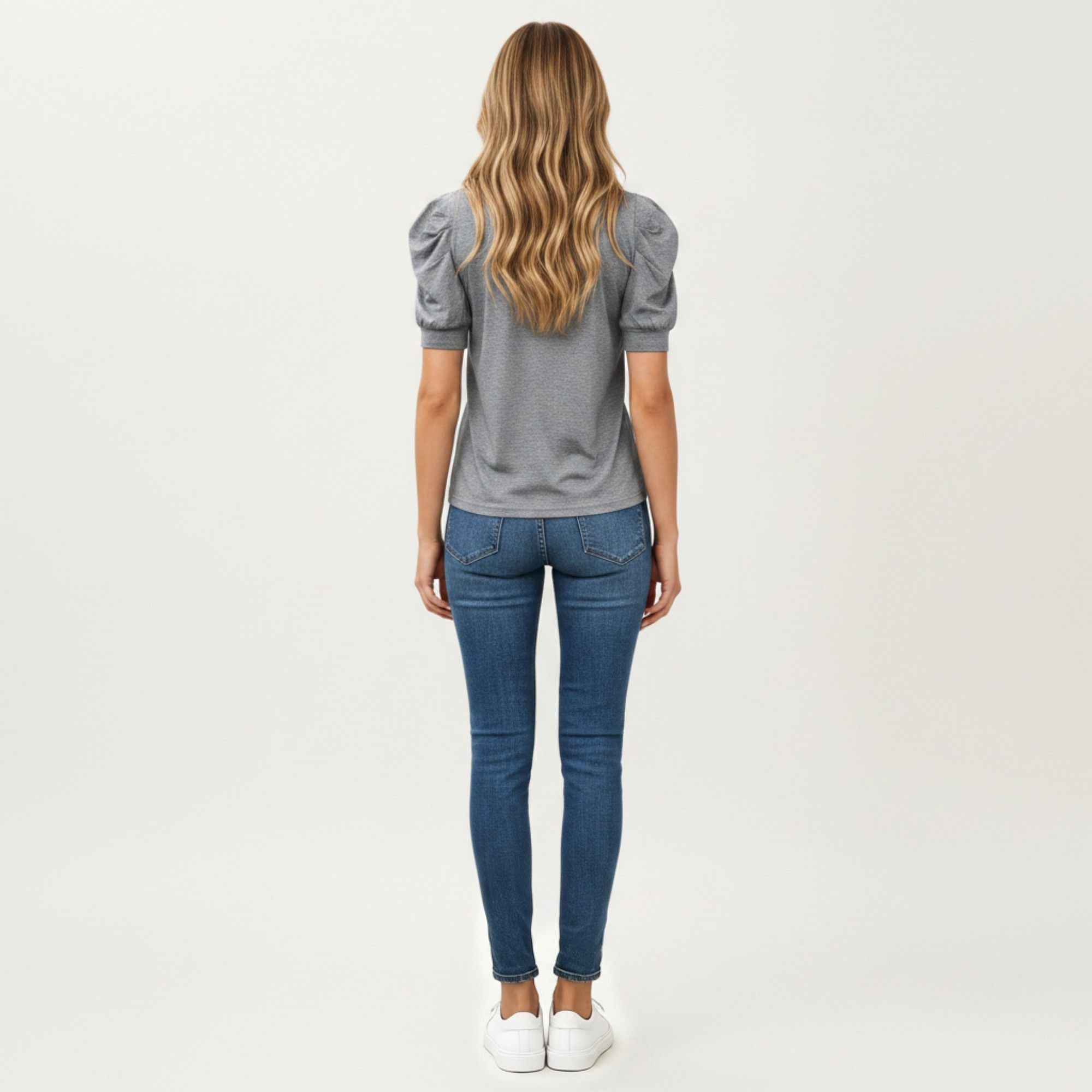 Anna-Kaci Women's Short Sleeve Puff Sleeve Knit Top with Crew Neck and Soft Textured Fabric