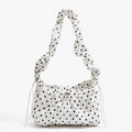 Polka Dot Cloud Shoulder Bag Ruched Drawstring Underarm Purse Sweet Ruffled Hobo Handbag