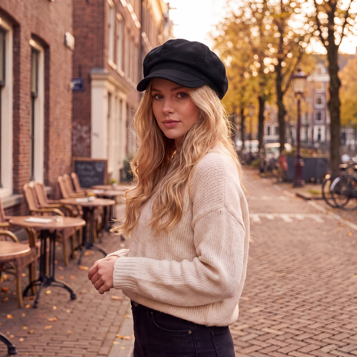 Newsboy Cap Vintage Baker Boy Hat with Brim Textured Casual Hat