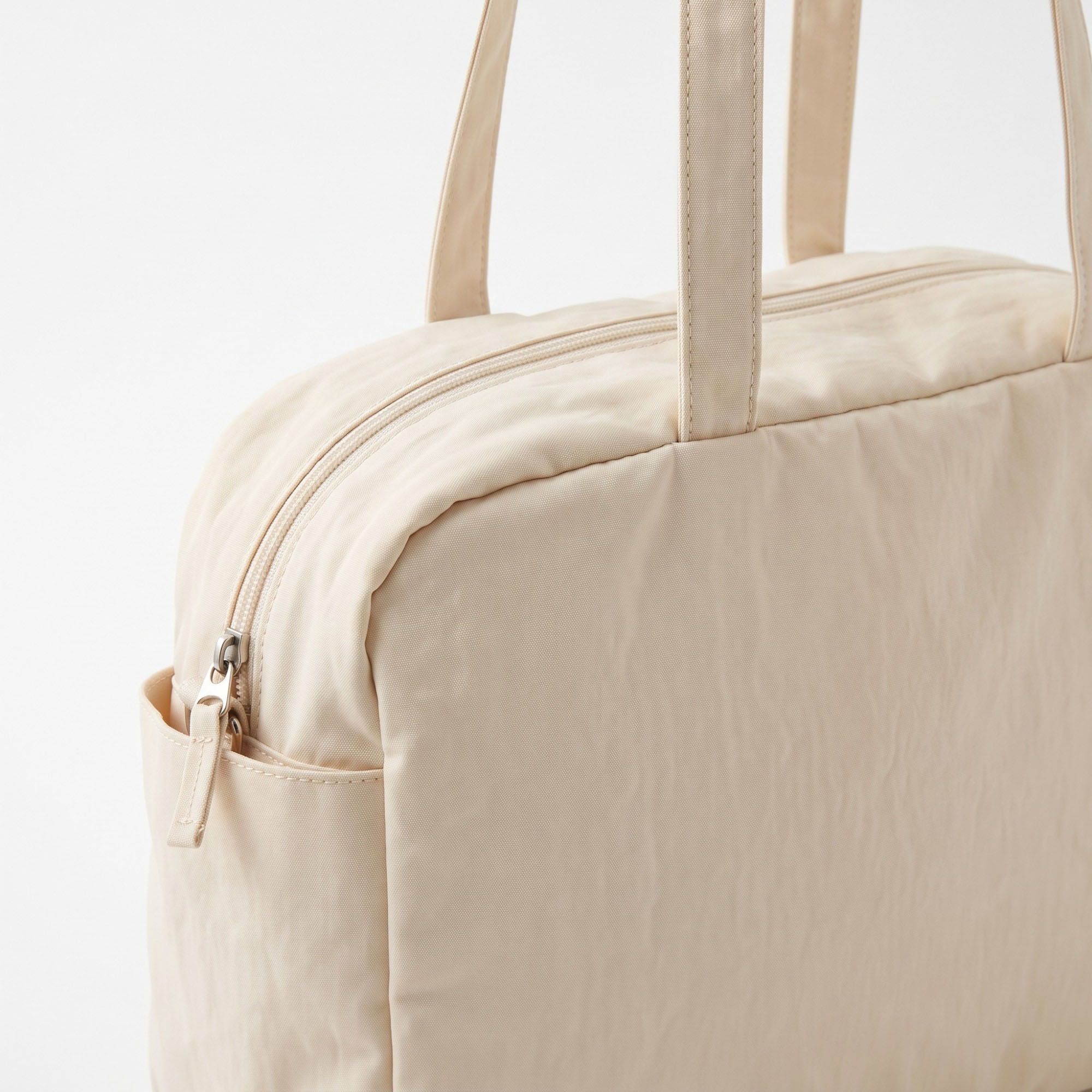 Lightweight Shoulder Tote Bag with Top Zipper and Exterior Side Pockets 12x8x3.5in