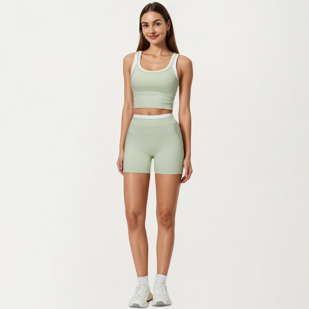 Anna-Kaci Active Women's High Waist Biker Shorts with Smooth Stretch Fabric and Contrast Waistband