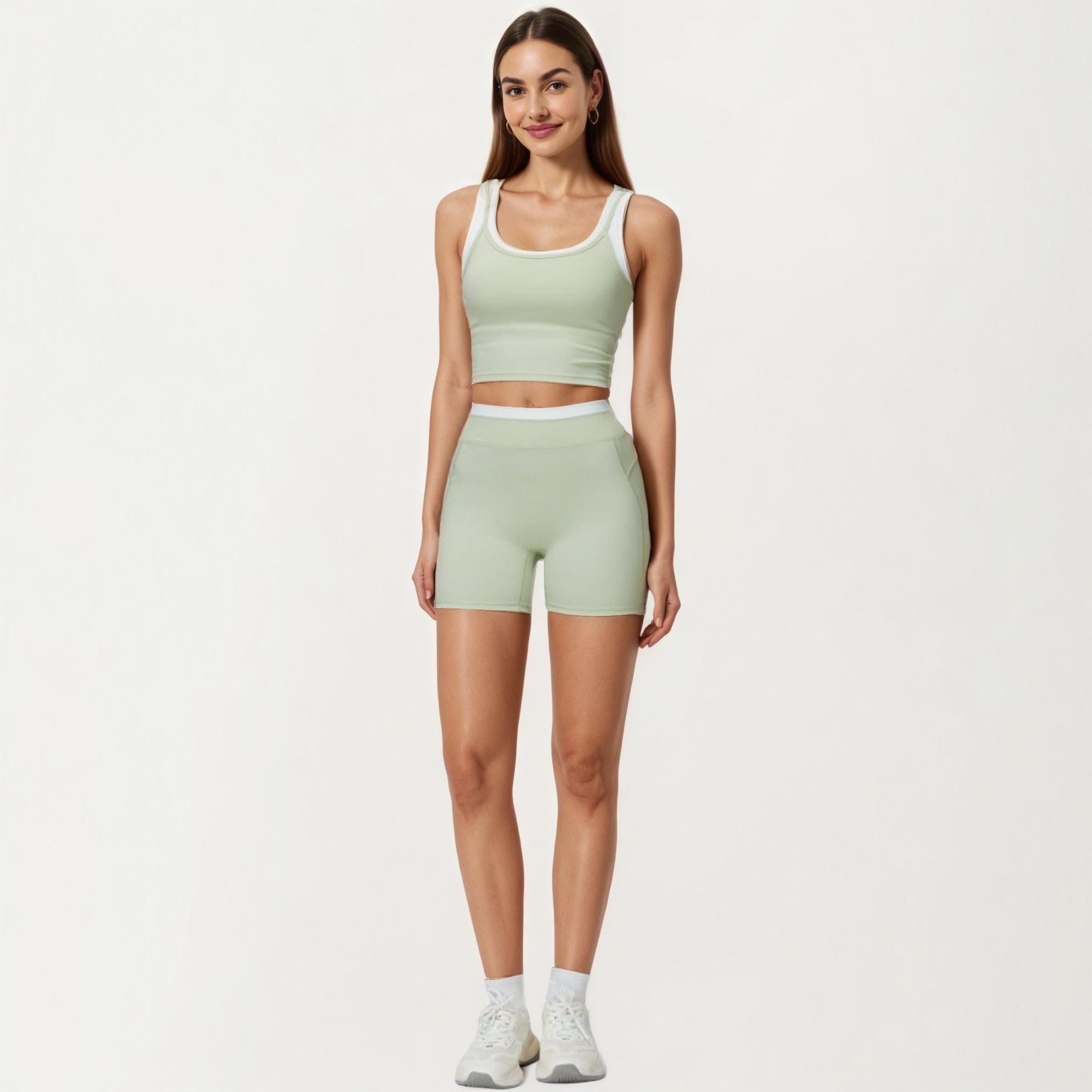 Anna-Kaci Active Women's High Waist Biker Shorts with Smooth Stretch Fabric and Contrast Waistband