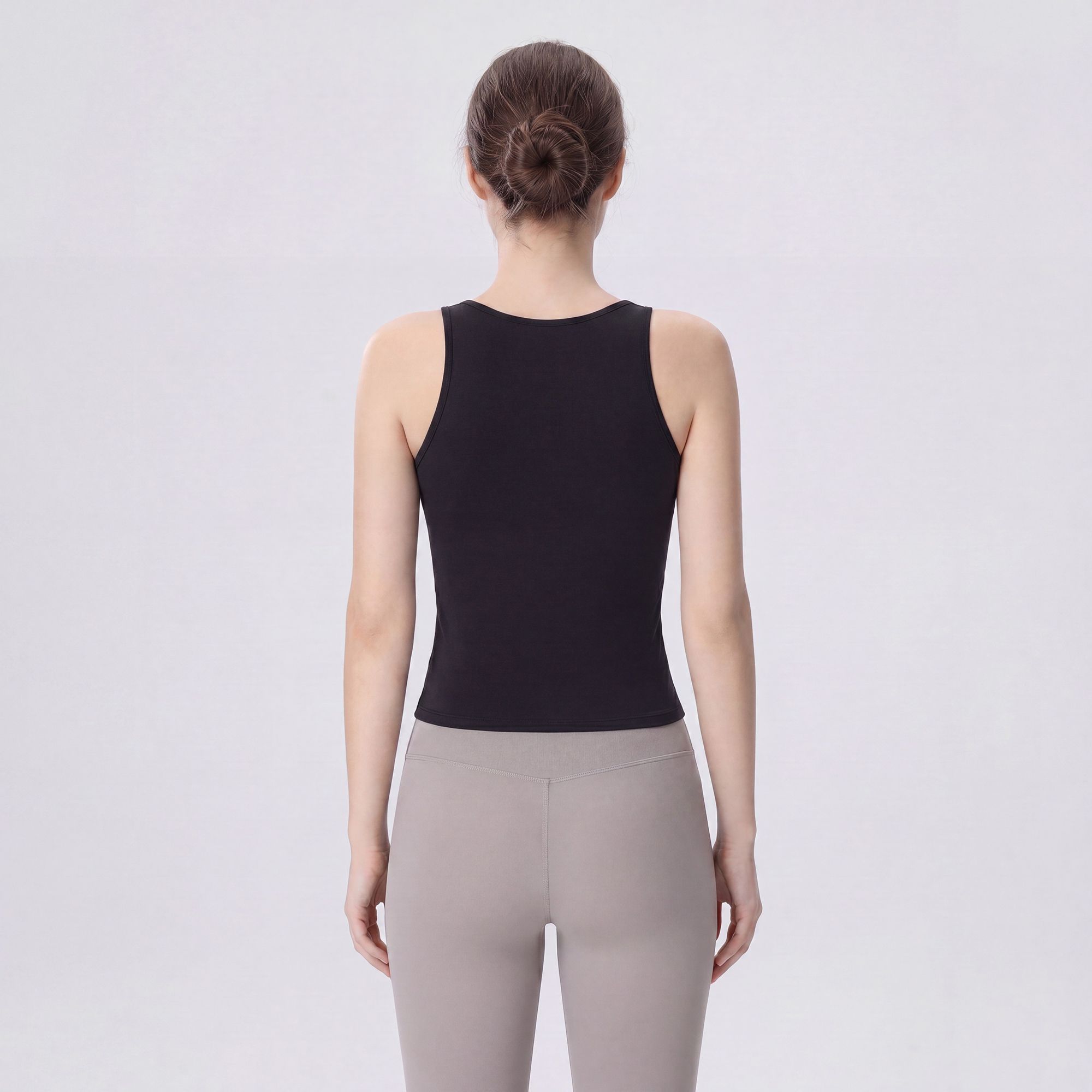 Sleeveless High Neck Cropped Yoga Tank Fitted Workout Activewear Top