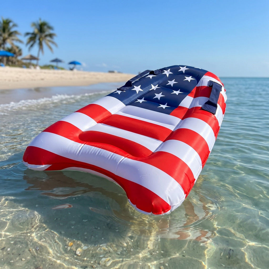 Inflatable Pool Float Lounger with Headrest Stars and Stripe Design Durable PVC Water Float for Pool Beach 44x20.8in
