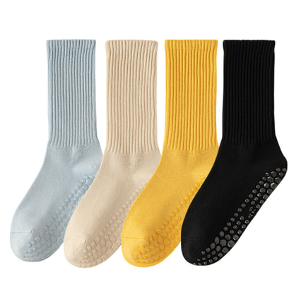 Anna-Kaci 4-Pack Women's Anti-Slip Yoga Socks with Grips Comfortable Ribbed Design for Exercise and Indoor Use