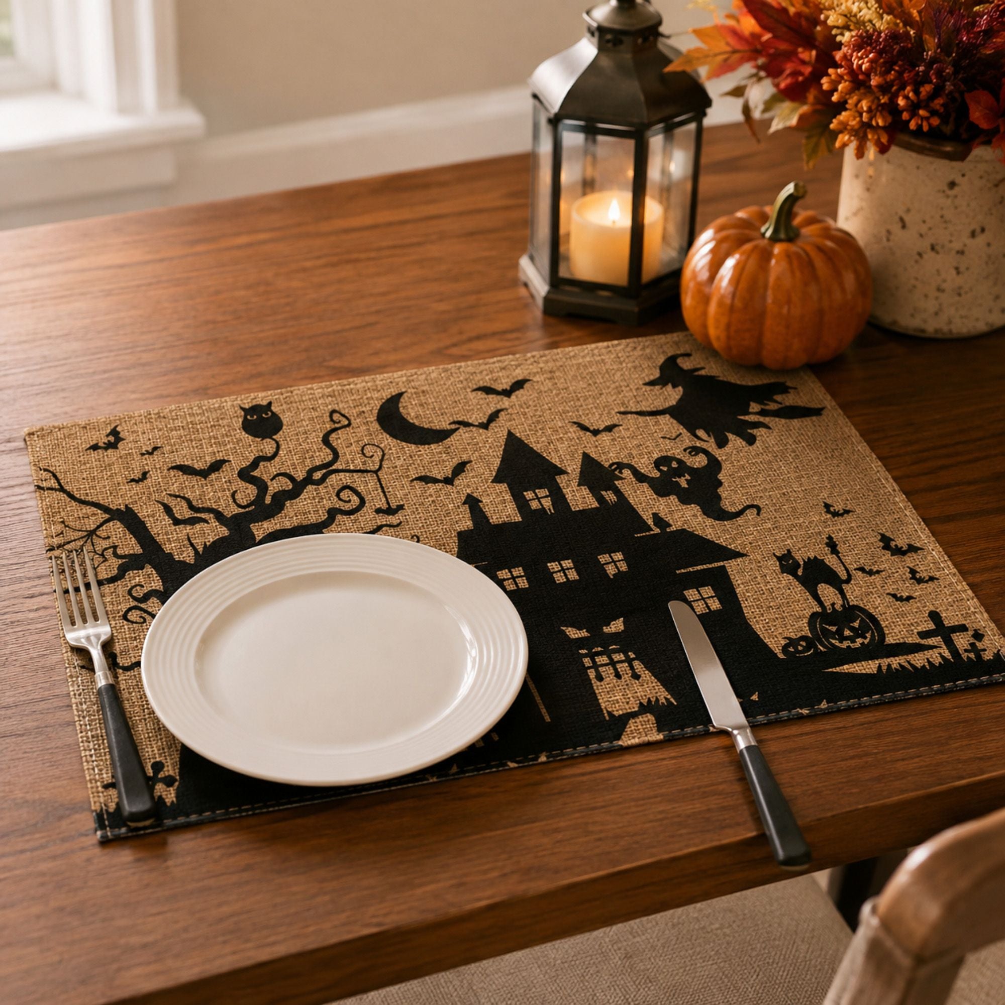 Halloween Ghost Pumpkin Skeleton Placemat Set of 4