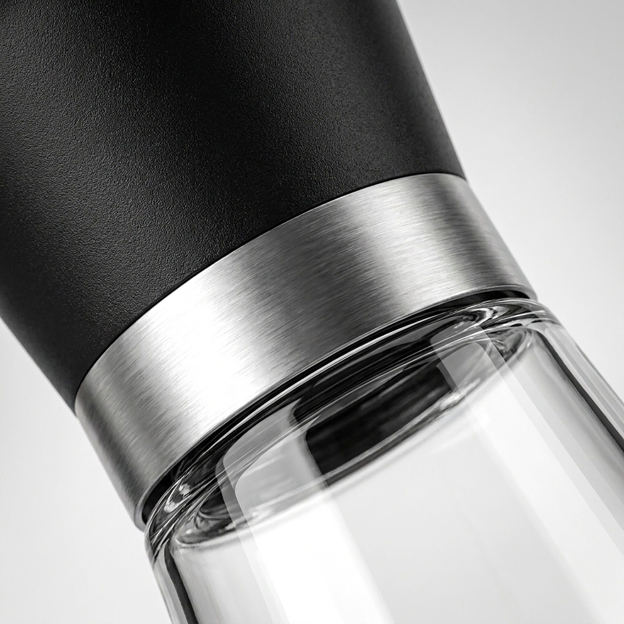 2-Piece Glass Salt and Pepper Grinder Set with Stainless Steel Accent