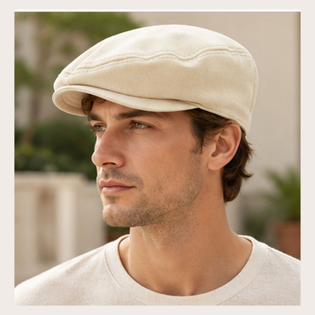 Men's Classic Flat Cap Fine Ribbed Ivy Newsboy Driving Hat