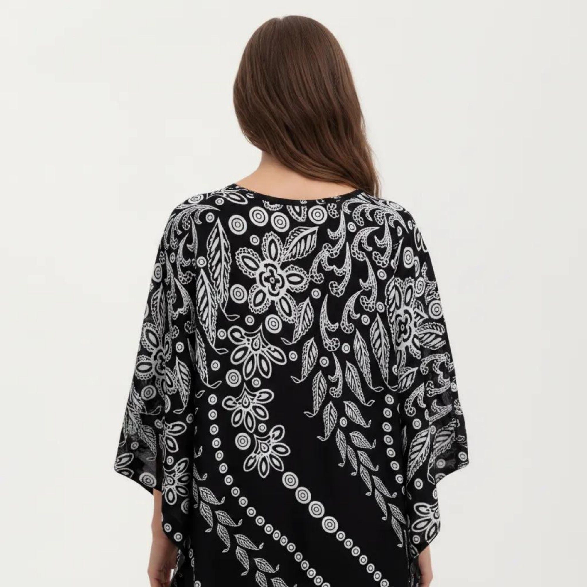 Anna-Kaci Women's Floral Print Kaftan Maxi Dress with V-Neck Button Front and Flowy Batwing Sleeves