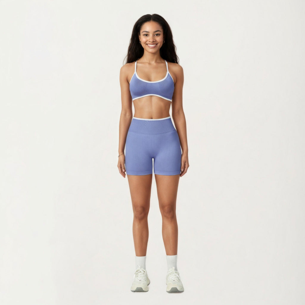 Anna-Kaci Active Women's Contrast Trim Scoop Neck Sports Bra with Adjustable Spaghetti Straps