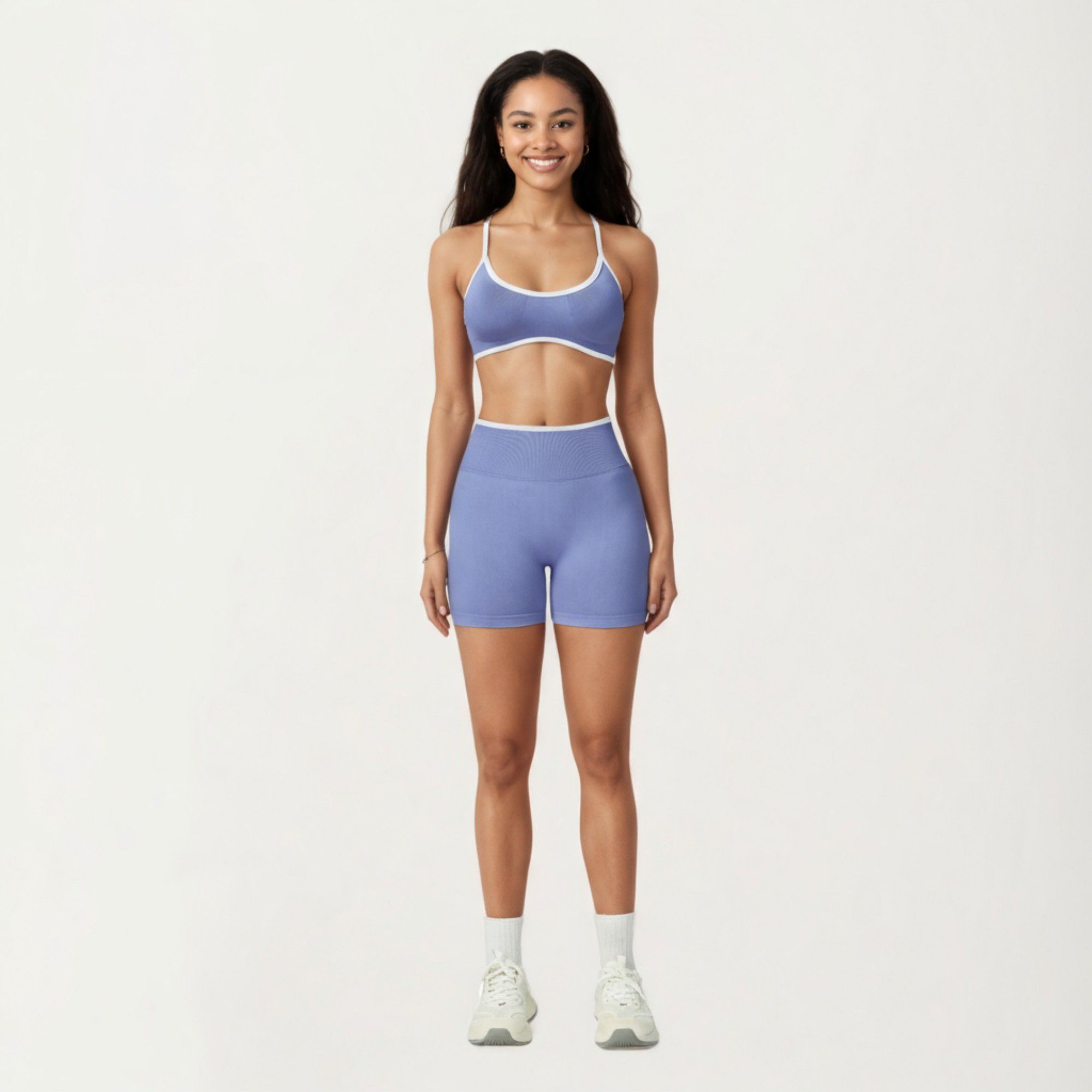 Anna-Kaci Active Women's Contrast Trim Scoop Neck Sports Bra with Adjustable Spaghetti Straps