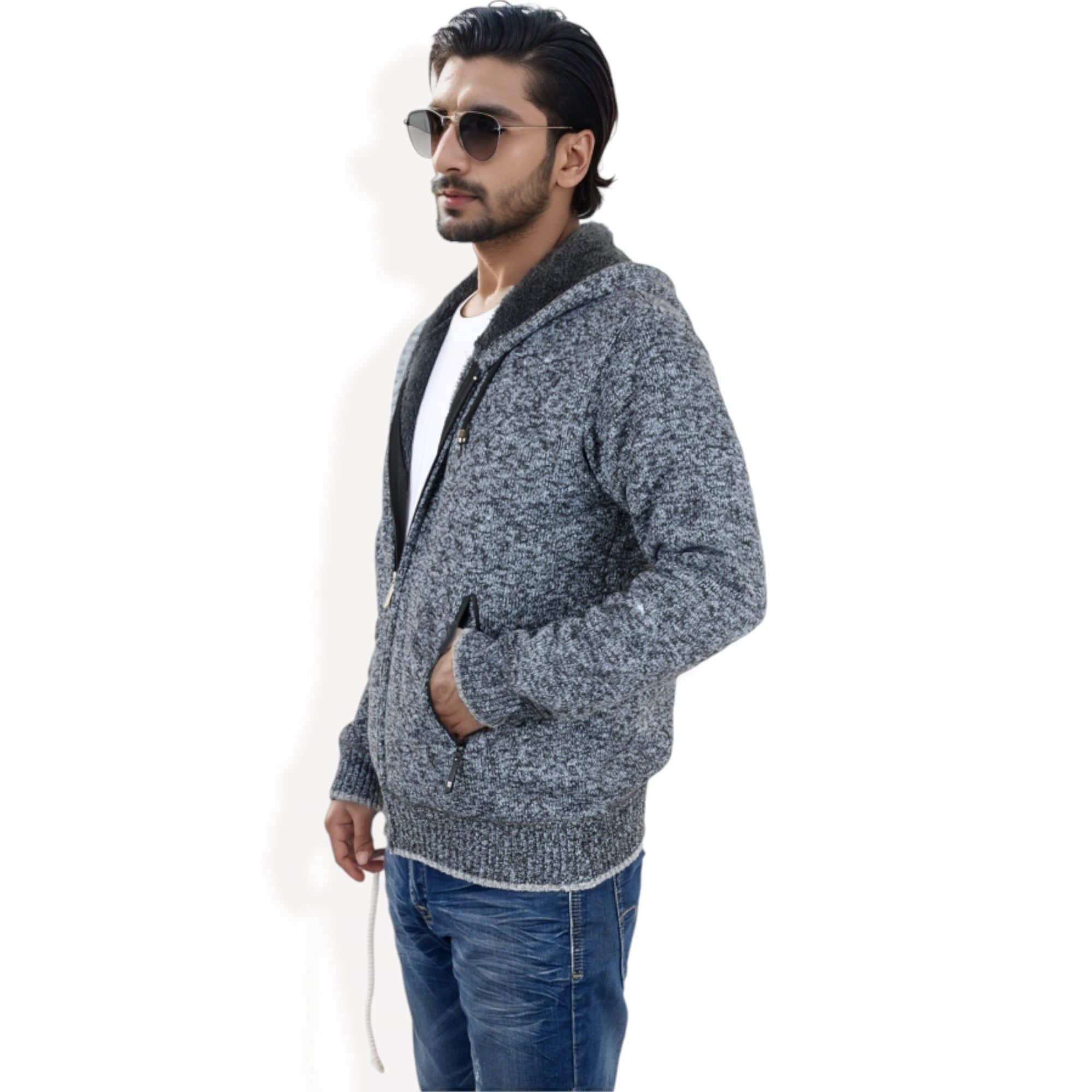 Anna-Kaci Men's Zip-Up Hooded Fleece Jacket with Adjustable Drawstrings and Front Pockets