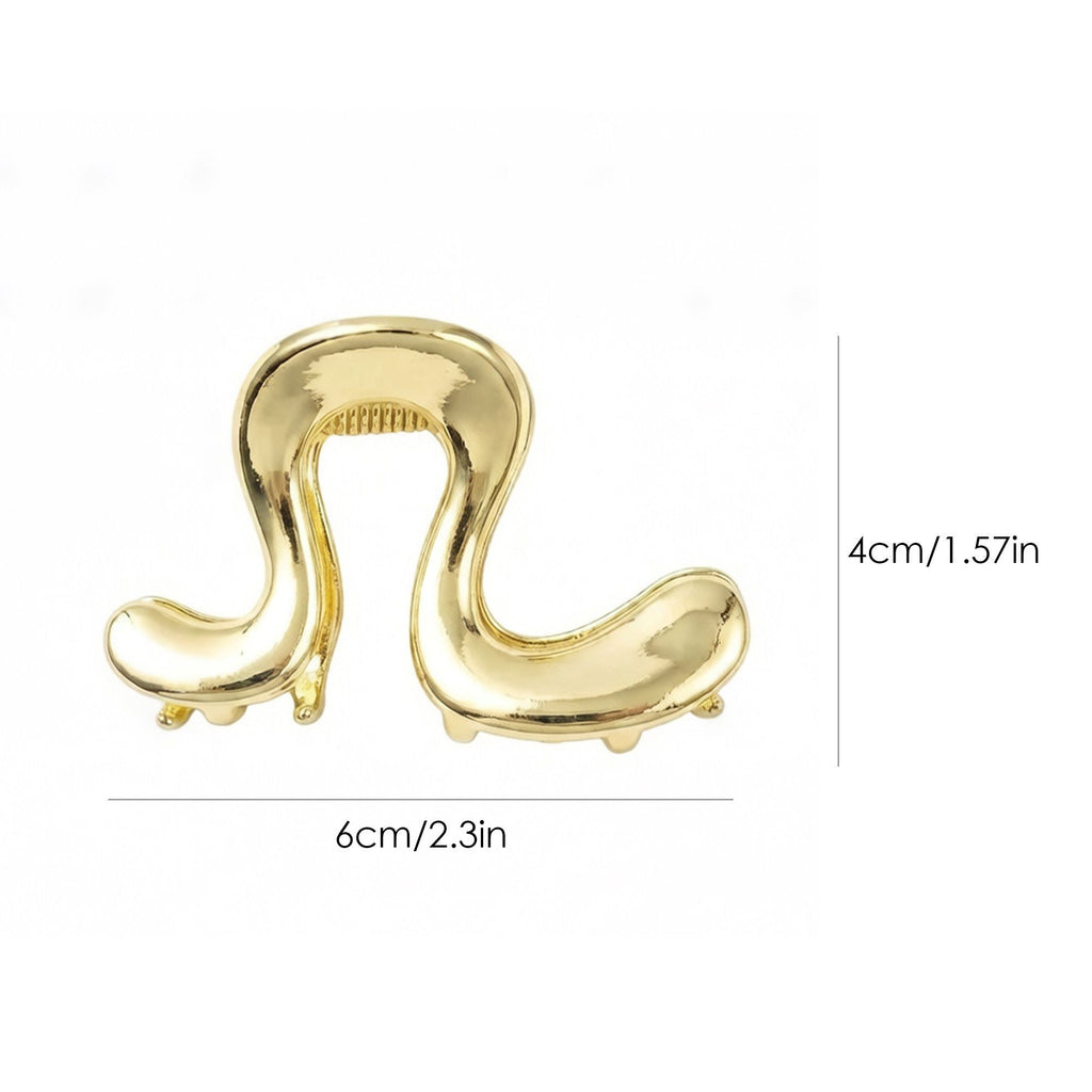 Sculptural Hair Clip with Curved Open Shape and Polished Finish 2.3x0.8in