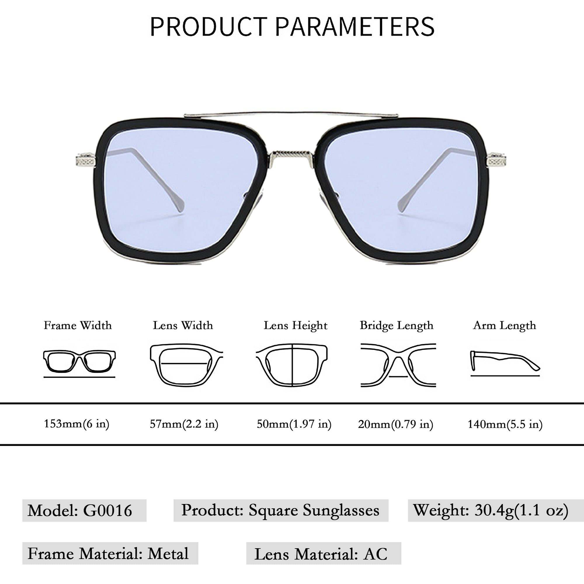 Anna-Kaci Women's Chic Square Frame Polarized Sunglasses UV400 Protection