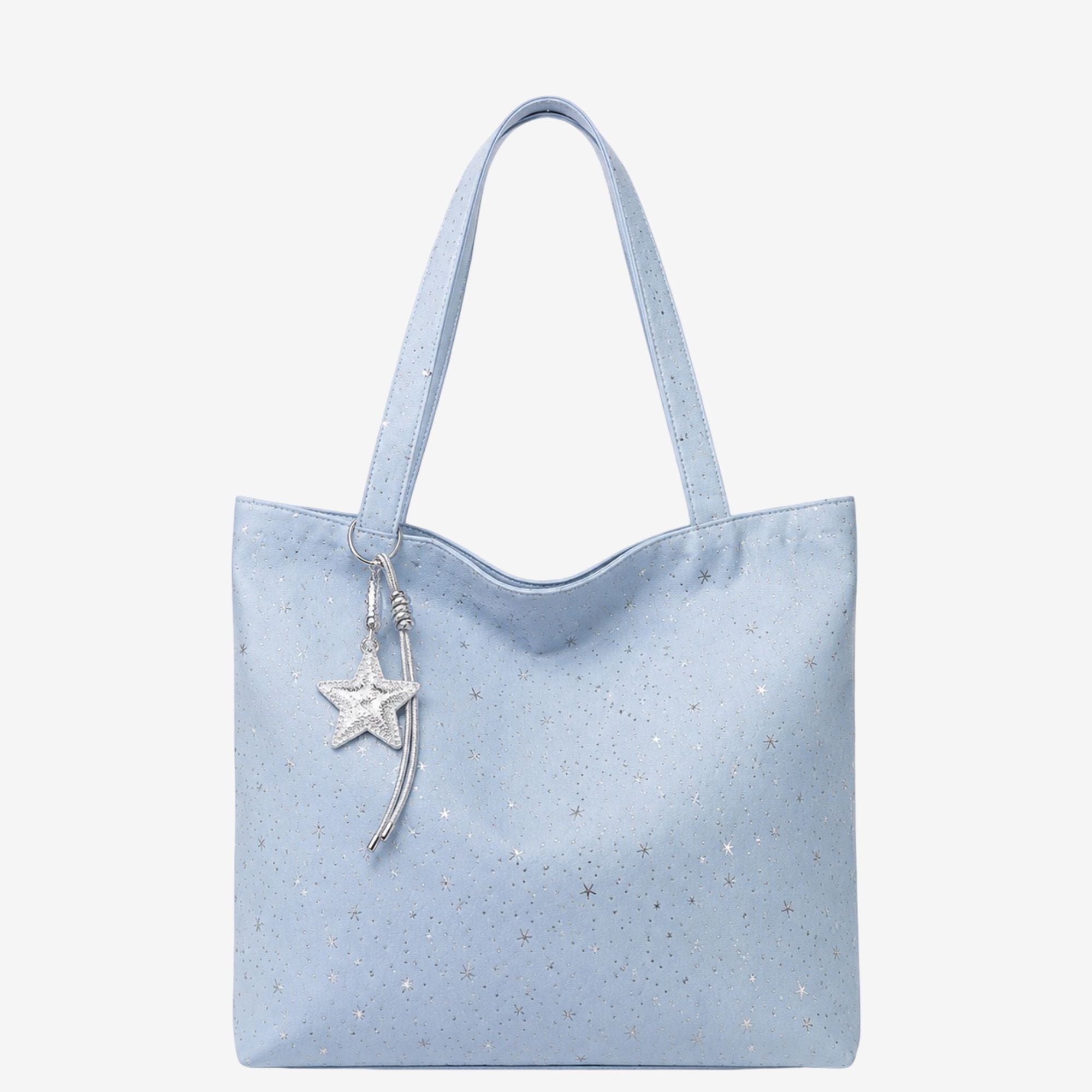 Star Print Canvas Tote Bag Large Capacity Casual Shoulder Bag