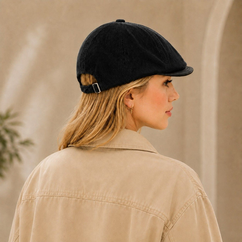 Corduroy Newsboy Cap Adjustable Short Brim Vintage Fall Winter Hat