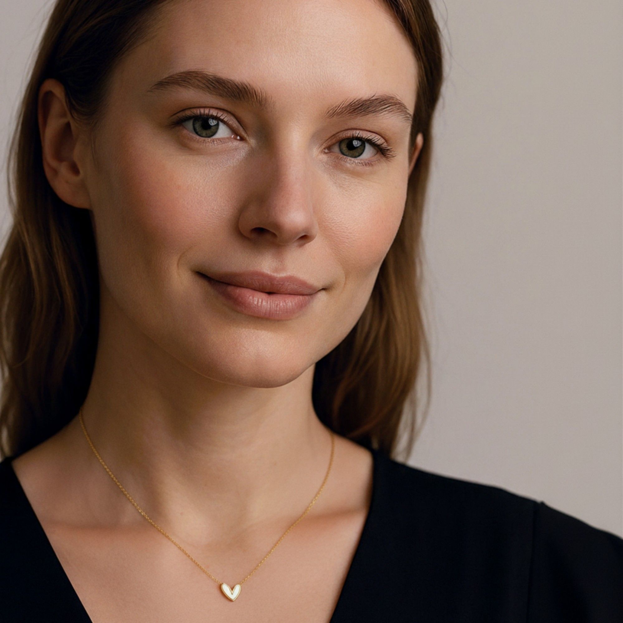 Dainty Heart Pendant Necklace with Smooth Enamel Accent and Valentine Delicate Chain for Feminine Touch