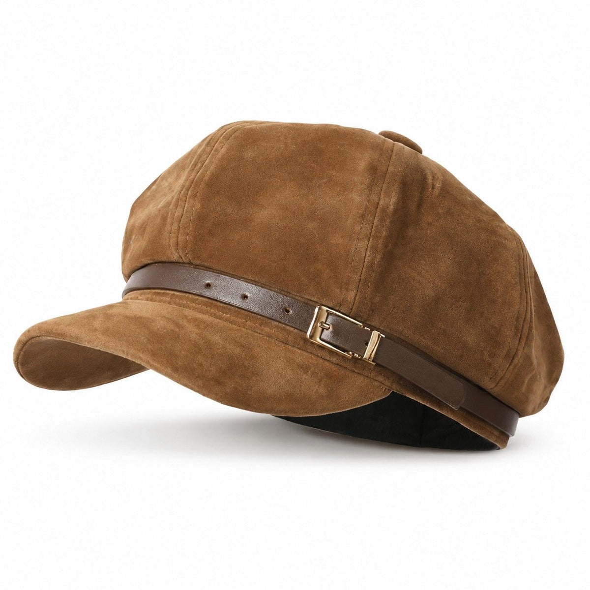 Gorra Newsboy de Gamuza Sintética, Gorra Vintage Estilo Baker Boy con Correa de Hebilla