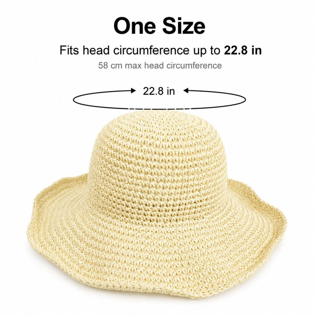 Summer Sun Hat for Women - Lightweight Wide Brim Straw Hat for Beach and Vacation