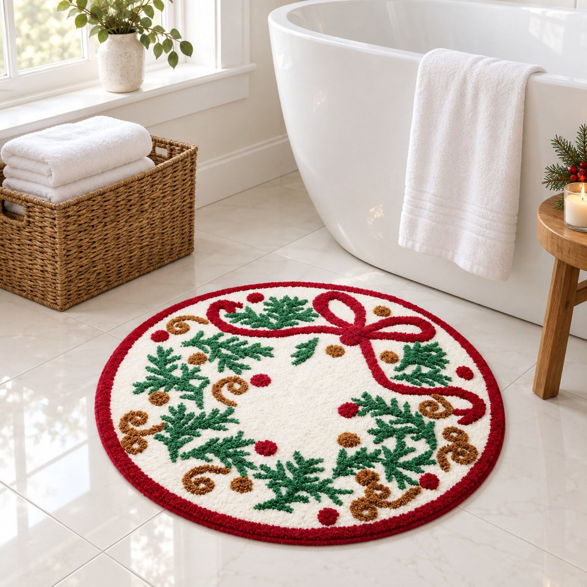 31.5 Inch Floral Tufted Accent Rug Decorative Shaped Area Rug for Bedroom and Entryway