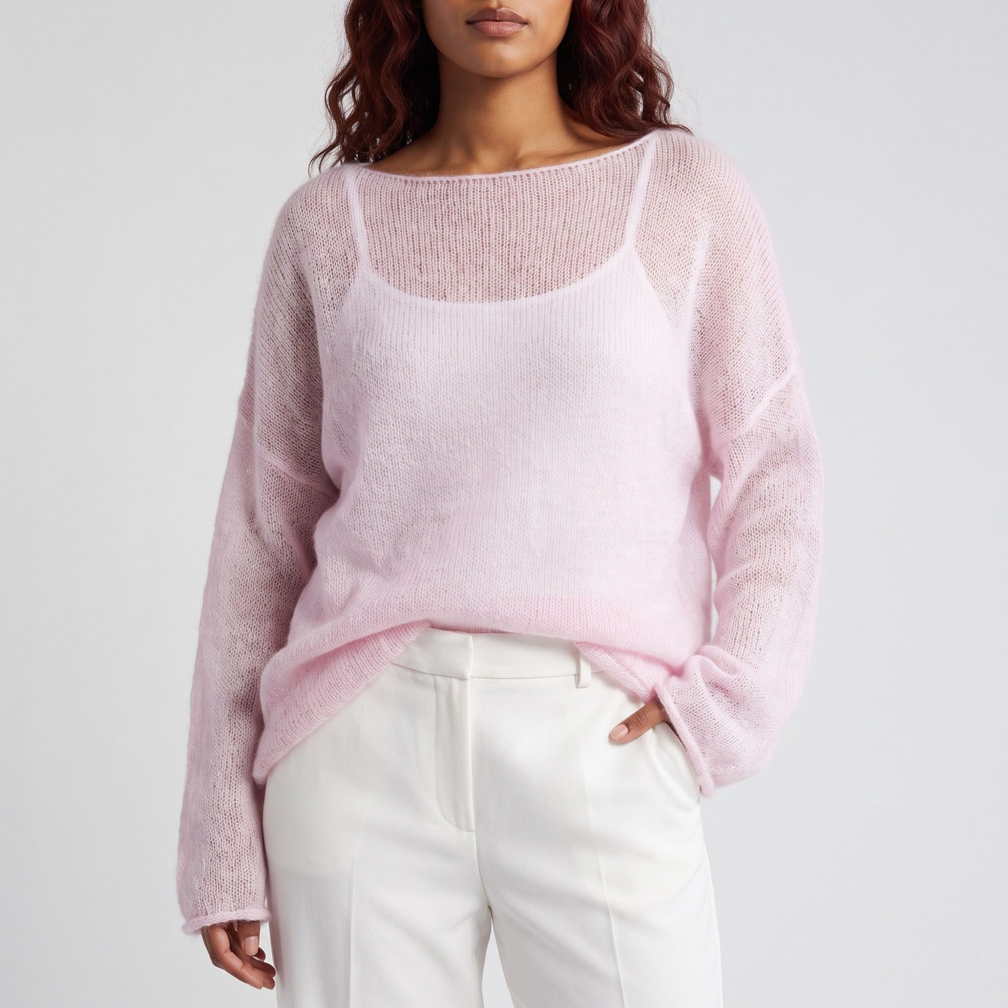Sheer Loose Knit Long Sleeve Sweater