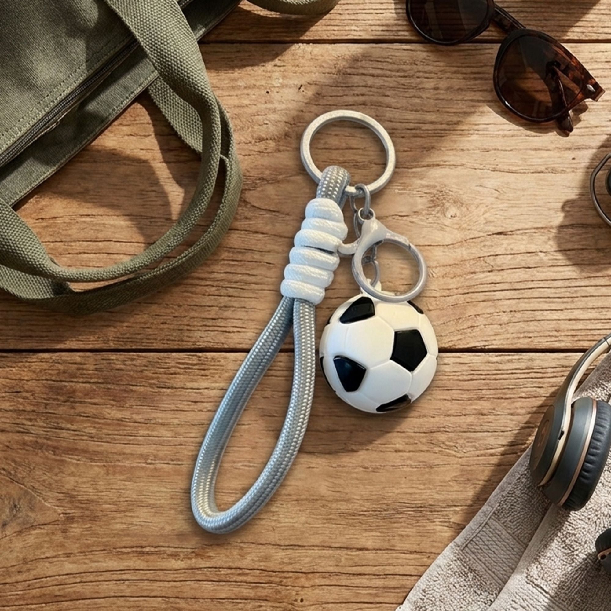 2 Pack Sports Ball Keychains with Wrist Strap and Clip Ring