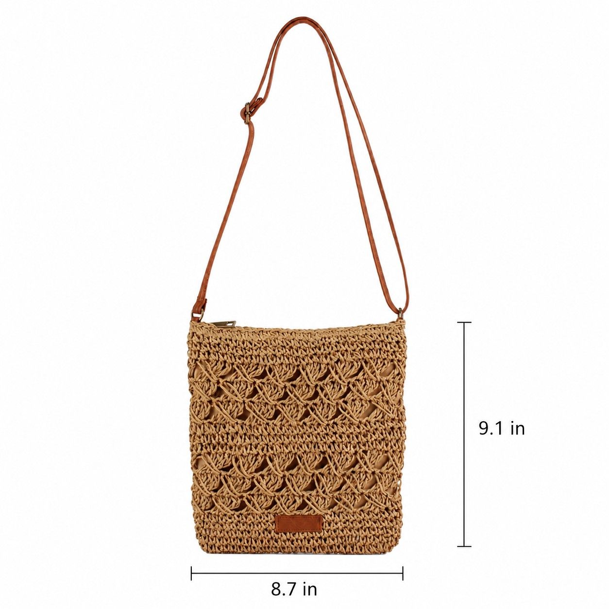 Textured Woven Crossbody Bag with Adjustable Strap Zip Closure and Slip Pocket