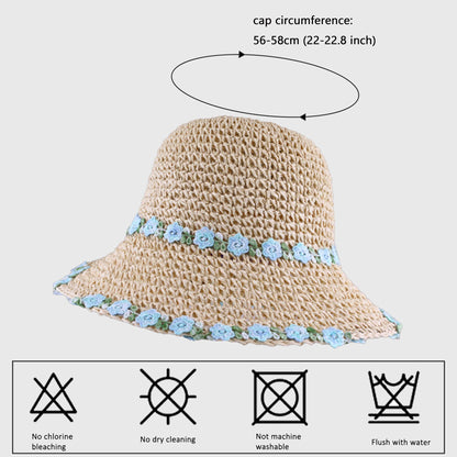 Anna-Kaci Women's Flower Embellishments Sun Hats Charming Crocheted Straw