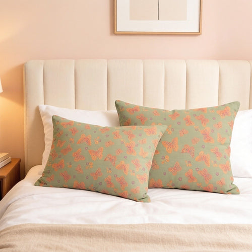 2-Piece Cotton Pillowcases with Vibrant Butterfly Print Design for Bedroom, Soft and Comfortable Bedding Set 20x26in