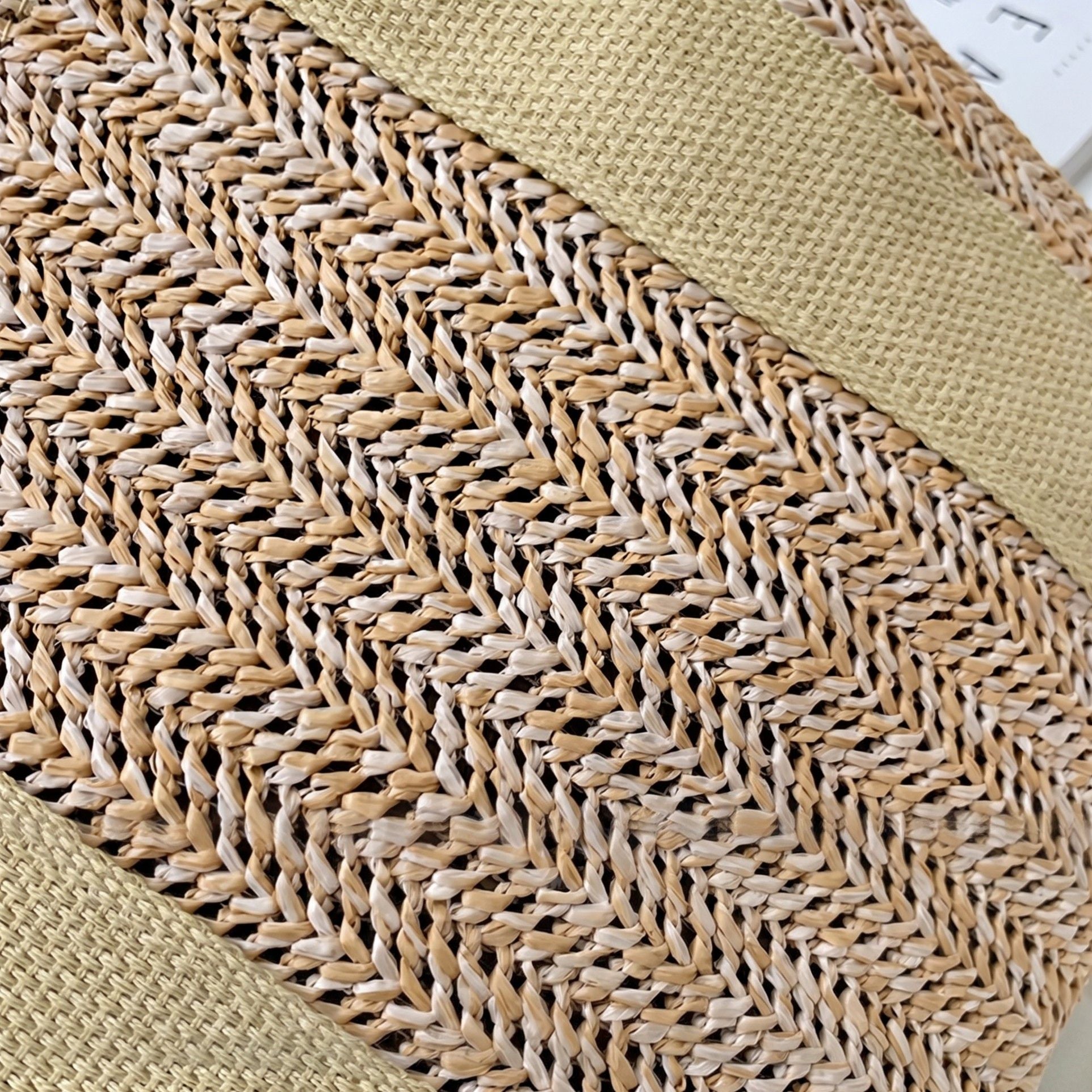 Woven Straw Tote Bag with Wide Shoulder Straps Lightweight Crochet Knit Small Tote Bag