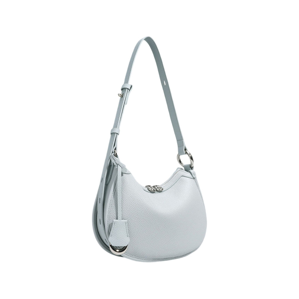 Crescent Leather Shoulder Purse with Adjustable Strap Multi Length Carry and Pebbled Finish