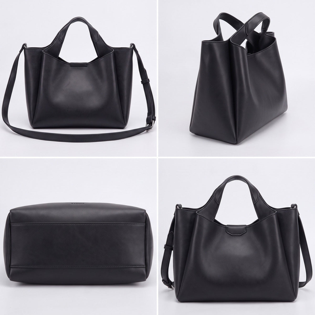 Structured Tote Handbag with Top Handles and Detachable Shoulder Strap