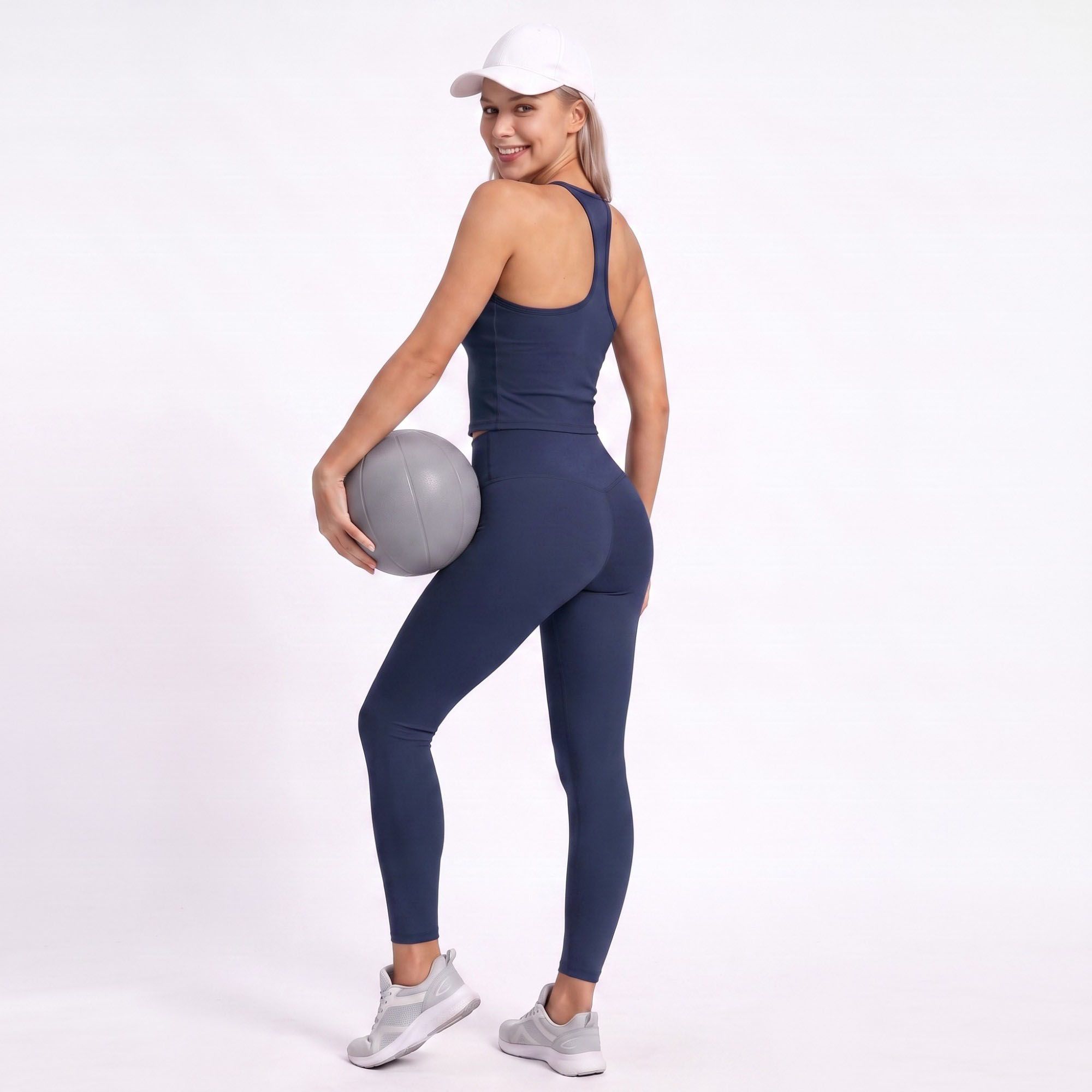Racerback Workout Tank Top Scoop Neck Fitted Active Crop Top