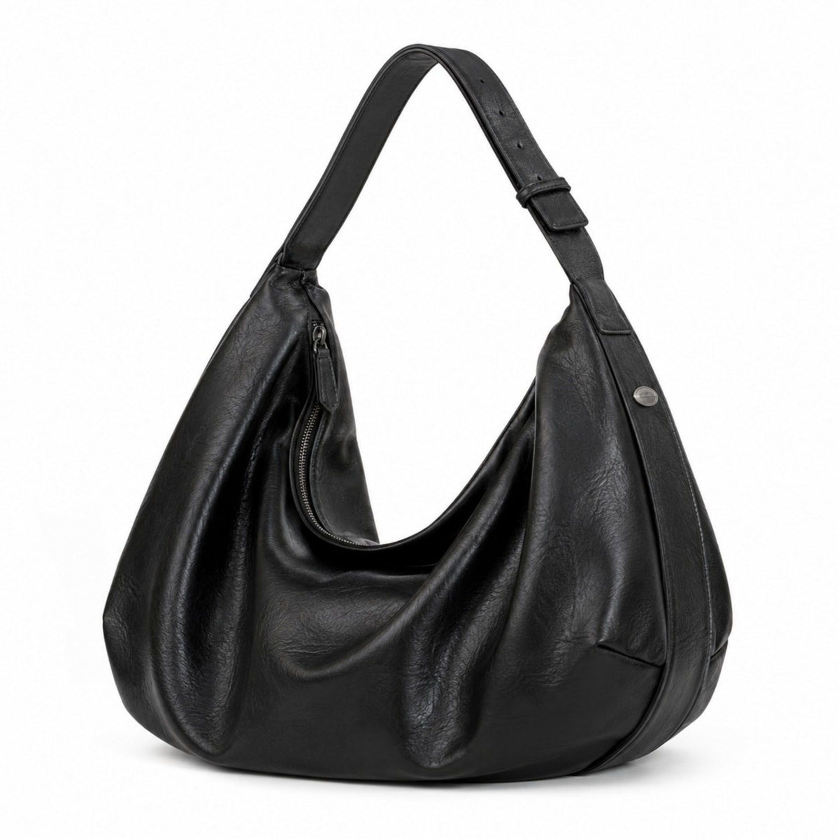 Oversized Slouchy Hobo Shoulder Bag with Adjustable Wide Strap and Zippered Pocket