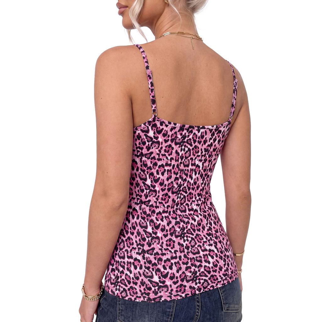 Leopard Print Scoop Neck Spaghetti Strap Camisole Tank Top