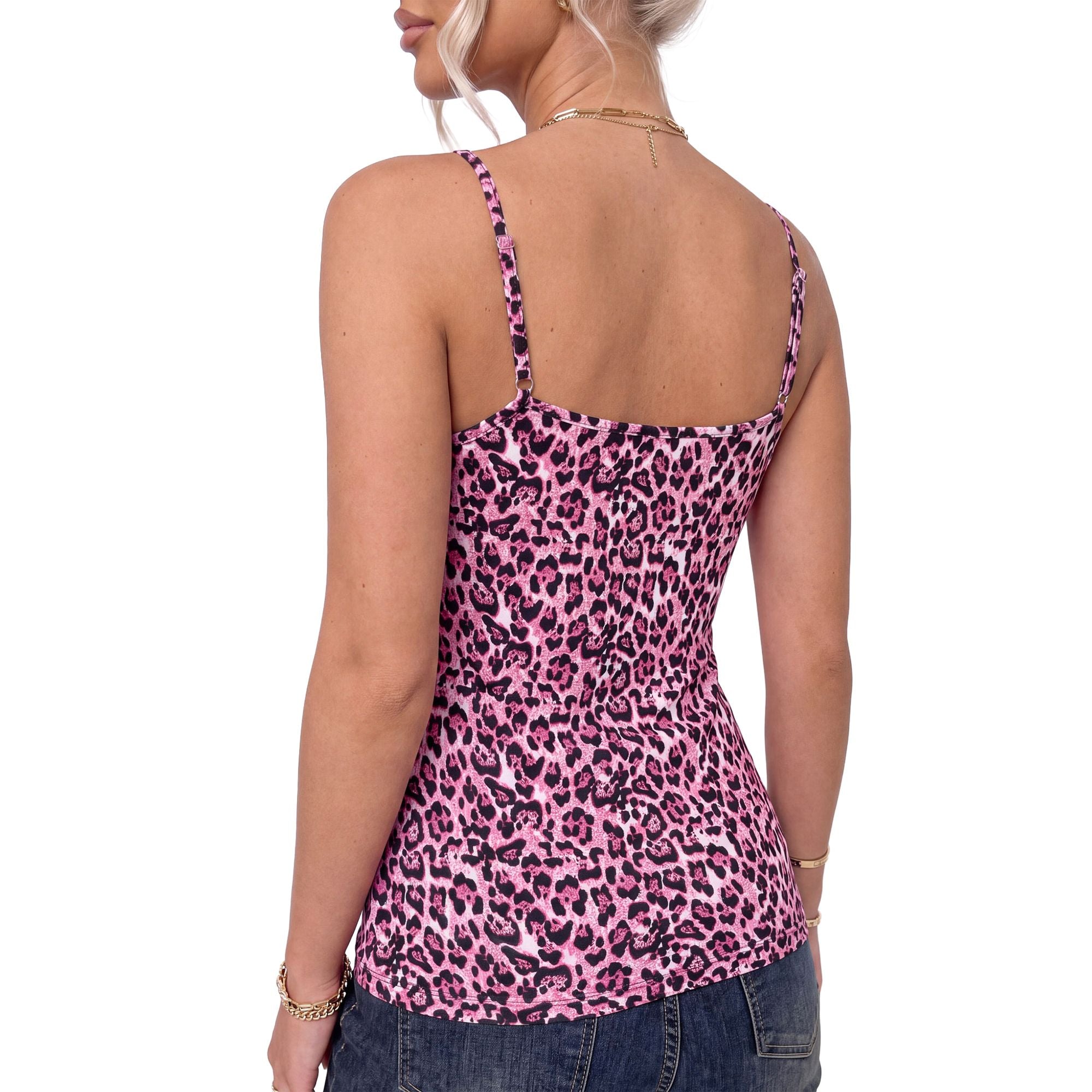 Leopard Print Scoop Neck Spaghetti Strap Camisole Tank Top