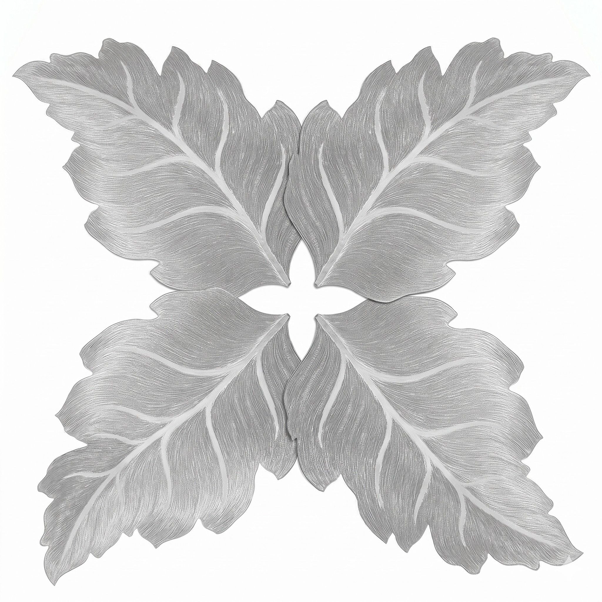 4 Pack Leaf Shaped PVC Placemats Washable Heat Resistant Table Mats