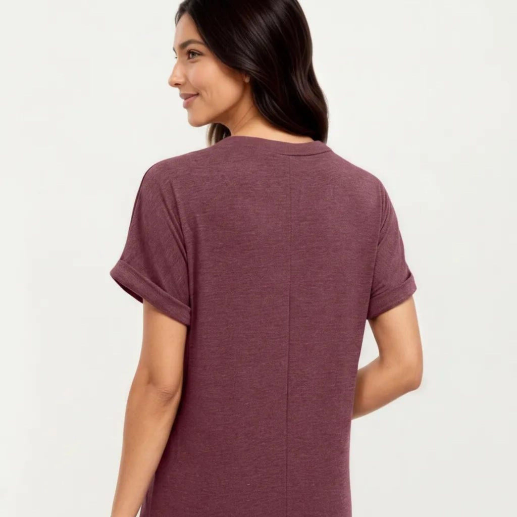 Anna-Kaci Women's Short Sleeve V Neck Shift Dress with Button Detail Relaxed Fit Casual Tunic Dress