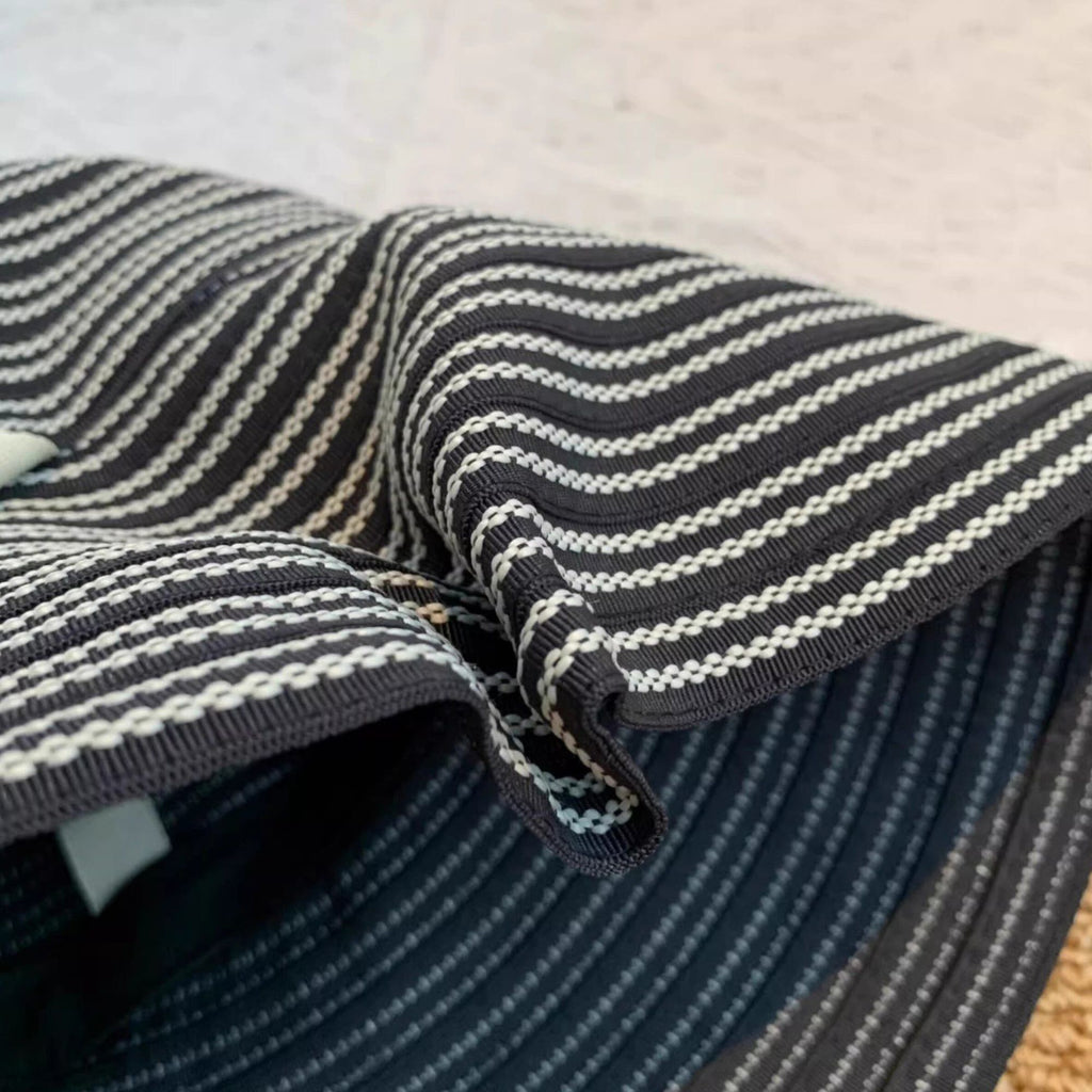 Striped Wide Brim Sun Hat with Tie Back