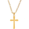 Women's Gold Tone Cross Pendant Fashion Necklace with Chunky Chain Modern Religious Style