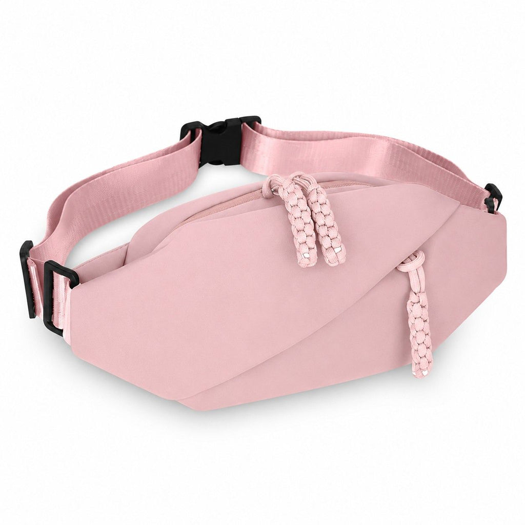Crossbody Sling Waist Bag with Adjustable Strap Zip Closure and Braided Pulls
